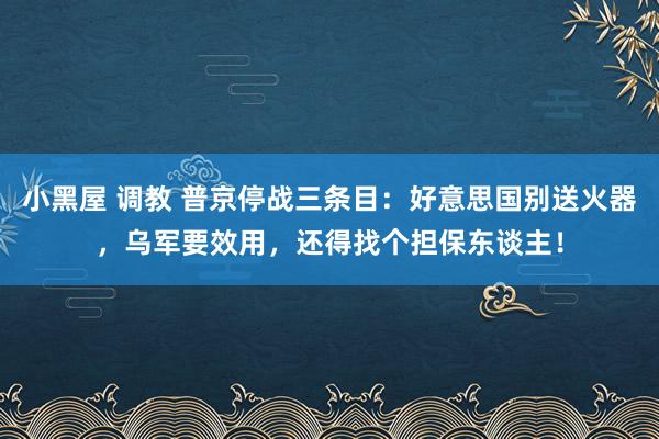 小黑屋 调教 普京停战三条目：好意思国别送火器，乌军要效用，还得找个担保东谈主！